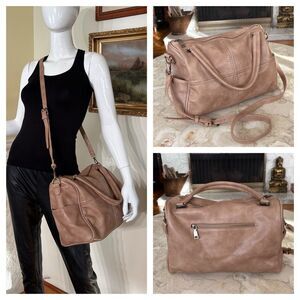 Antik Kraft Vegan Leather Dual Handle Boston Duffel Crossbody Bag
